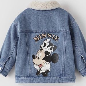 Zara - Disney Faux Shearling Denim Jacket - Blue - Unisex